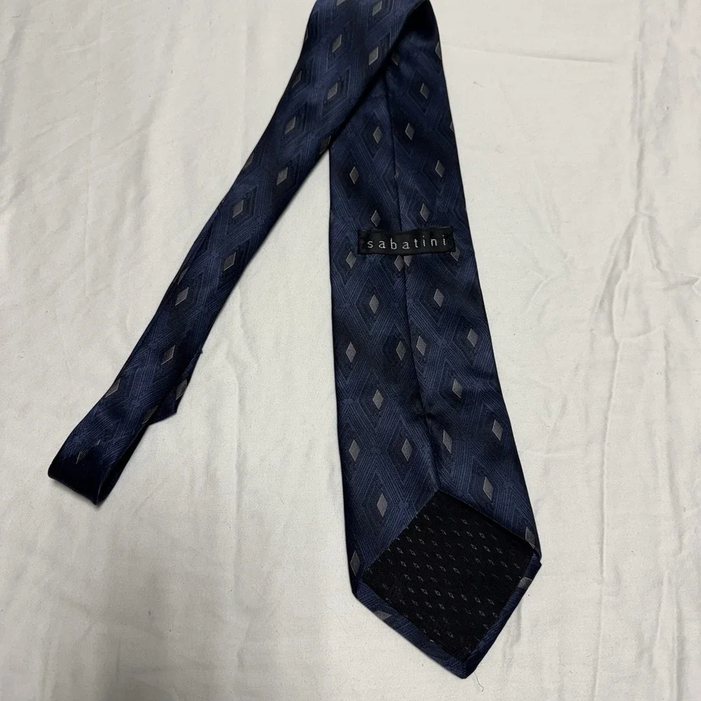 Sabatini 100% Silk Blue Tie With A Diamond Pattern
